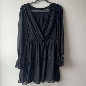 Sparkly Sheer V-Neck Mini Dress
